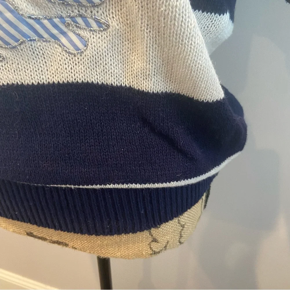 *NEW* NAOMI BEE Striped Nautical Ship Embroidered Sweater Vintage Medium NWT